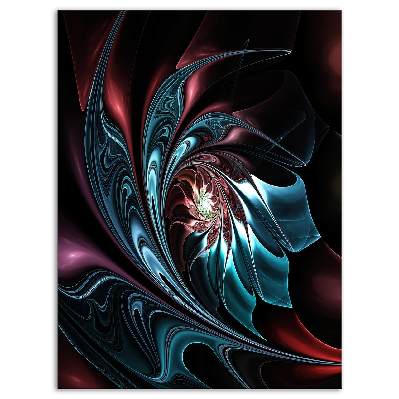 Designart - Blue Abstract Floral Shapes - Large Floral Wall Art Canvas